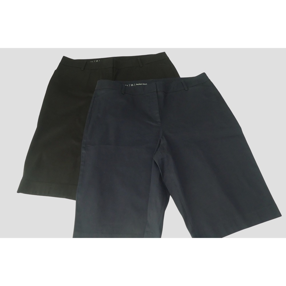 Talbots Perfect Short Lot Size 16 Navy Blue Black Stretch Chino 13" Bermuda